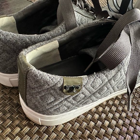 Gently used Women’s size 9 Tory Burch grey quilted sneakers - Picture 3 of 5